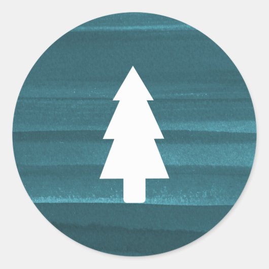 Rustikale Wasserfarben-Aufkleber - Baum Runder Aufkleber (Vorderseite)