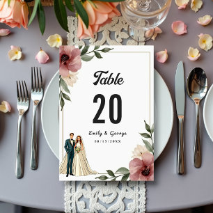 Rustikale Wasserfarben-Blumen-Hochzeit im Sommer Tischnummer