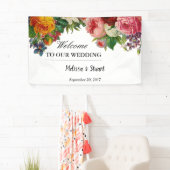 Rustikale Wasserfarben Blumen Willkommen Hochzeit Banner (Insitu)
