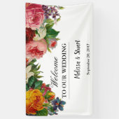 Rustikale Wasserfarben Blumen Willkommen Hochzeit Banner (Vertikal)
