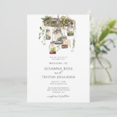 Rustikale Wasserfarben Blumenmason Jar Lights Hoch Einladung (Stehend Vorderseite)