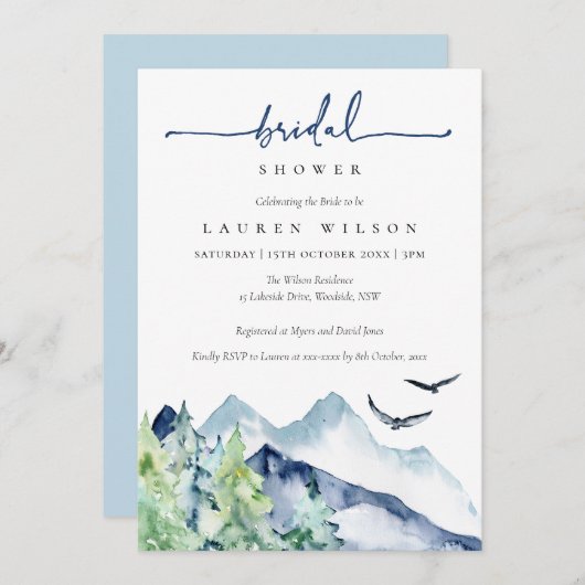 Rustikale Wasserfarben - Brautparty-Karte Einladung (Vorne/Hinten)