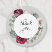 Rustikale Wasserfarben, Burgund und Weiße Rosen Geschenkanhänger (Rückseite)