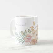 Rustikale Wasserfarben Florals auf der Bühne Grüne Kaffeetasse (Vorderseite Links)