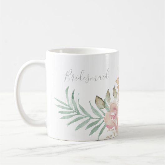 Rustikale Wasserfarben Florals auf der Bühne Grüne Kaffeetasse (Links)