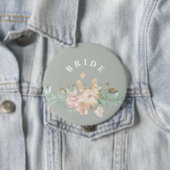 Rustikale Wasserfarben Florals auf der Grünen Brüc Button (Beispiel)