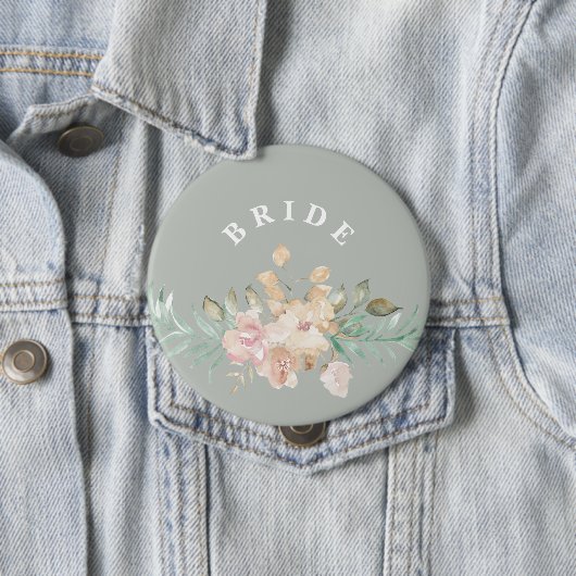 Rustikale Wasserfarben Florals auf der Grünen Brüc Button (Beispiel)