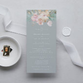 Rustikale Wasserfarben Florals auf Sage Green Wedd Programm