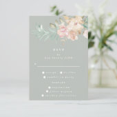Rustikale Wasserfarben Florals auf Sage Green Wedd RSVP Karte (Stehend Vorderseite)