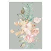 Rustikale Wasserfarben Florals auf Sage Green Wedd Tischnummer (Rückseite)