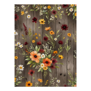 Rustikale Wasserfarben Florals mit Wildblumen Poster