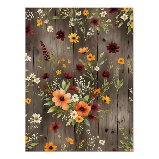 Rustikale Wasserfarben Florals mit Wildblumen Poster (Vorderseite)