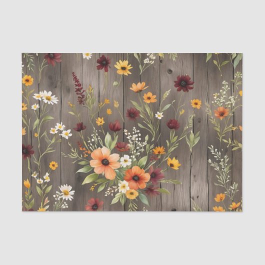 Rustikale Wasserfarben Florals mit Wildblumen Seidenpapier (Vorderseite)