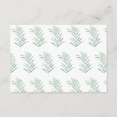 Rustikale Wasserfarben Florals Sage Green Empfang Begleitkarte (Rückseite)