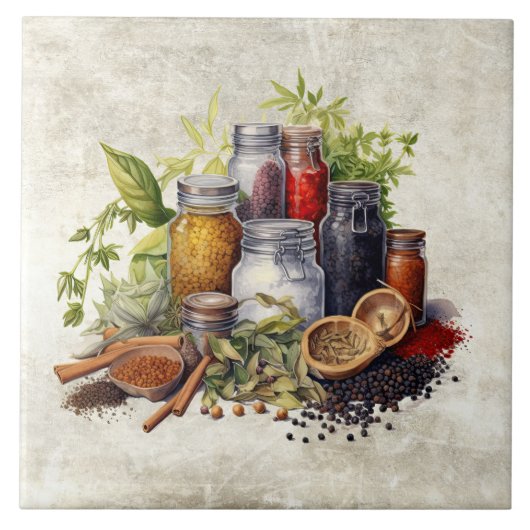 Rustikale Wasserfarben Gewürze Imitate Textur Wass Fliese (Vorderseite)