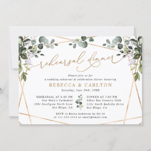 Rustikale Wasserfarben Grüne Goldene Probe Abendes Einladung