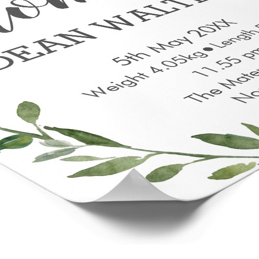 Rustikale Wasserfarben Grüne Kunst, Dichtung und M Poster (Ecke)