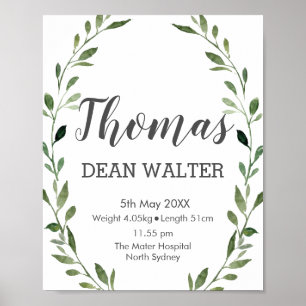 Rustikale Wasserfarben Grüne Kunst, Dichtung und M Poster