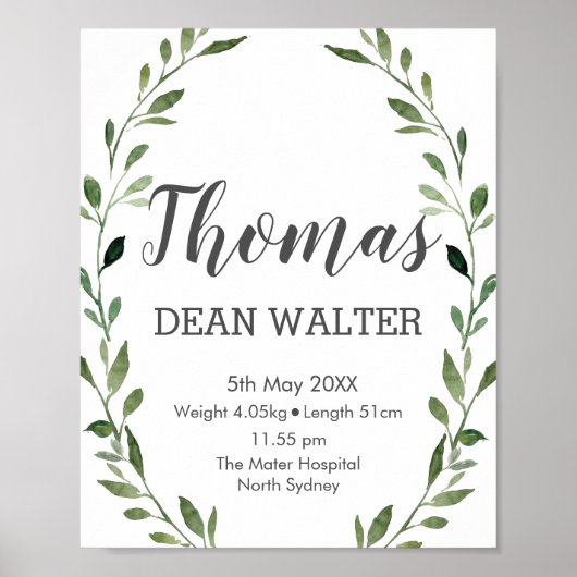 Rustikale Wasserfarben Grüne Kunst, Dichtung und M Poster (Vorne)