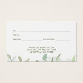 Rustikale Wasserfarben Grüne Unternehmerische Gesc (Rückseite)