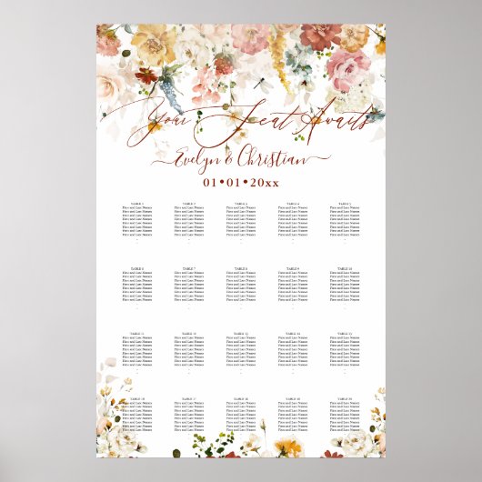 Rustikale Wasserfarben Herbst Blume Poster (Vorne)