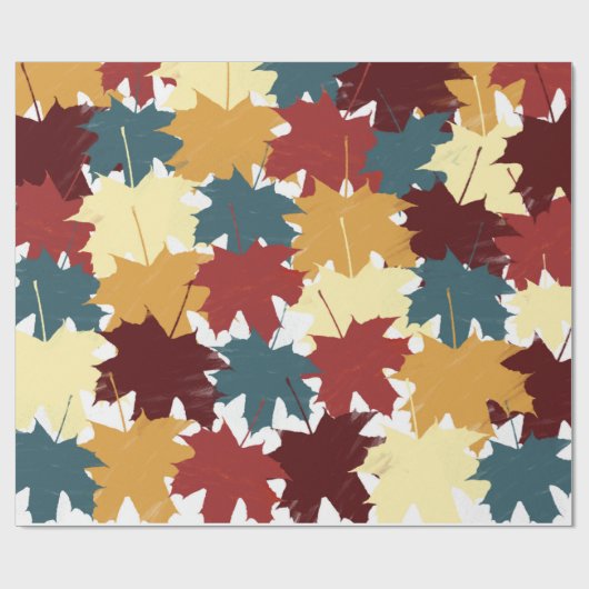 Rustikale Wasserfarben Herbst Herbst Blätter Geschenkpapier (Flach)