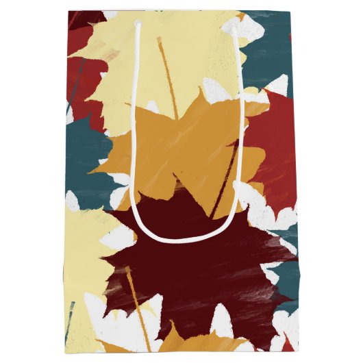 Rustikale Wasserfarben Herbst Herbst Blätter Mittlere Geschenktüte (Rückseite)