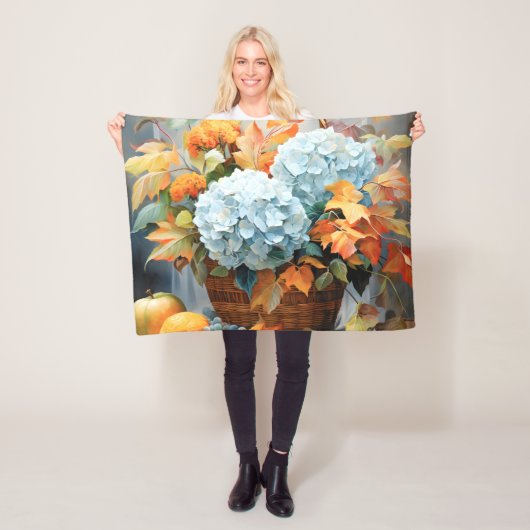 Rustikale Wasserfarben Herbstblumen-Schale Fleecedecke (Beispiel)