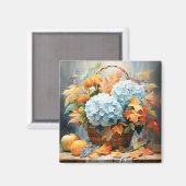 Rustikale Wasserfarben Herbstblumen-Schale Magnet (Vorderseite/Rückseite)