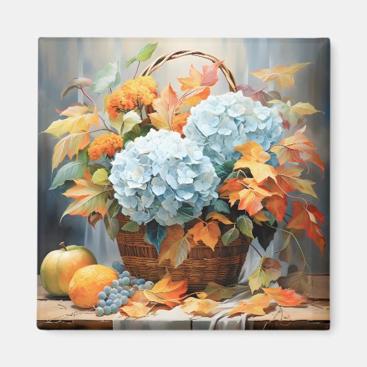 Rustikale Wasserfarben Herbstblumen-Schale Magnet (Vorne)