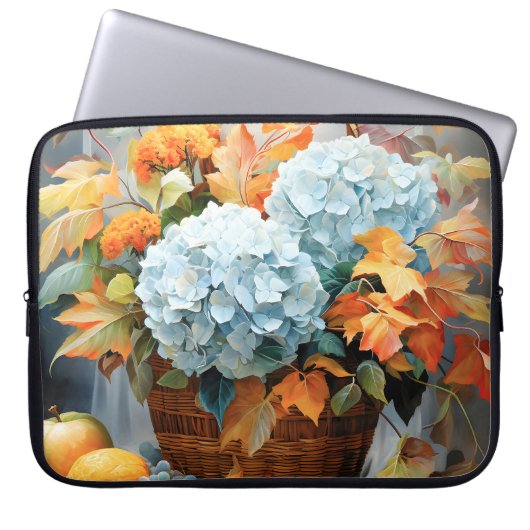 Rustikale Wasserfarben-Herbstblumenkörbchen Laptopschutzhülle (Vorderseite)