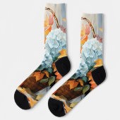 Rustikale Wasserfarben-Herbstblumenkörbchen Socken (Linkes Detail)