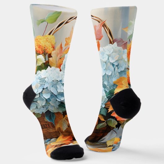 Rustikale Wasserfarben-Herbstblumenkörbchen Socken (Gewinkelt)