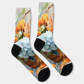 Rustikale Wasserfarben-Herbstblumenkörbchen Socken (Rechts)