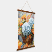 Rustikale Wasserfarben Herbstblumenkörbchen Wandteppich Mit Holzrahmen (Gewinkelt)