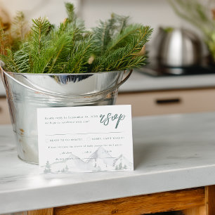 Rustikale Wasserfarben-Hochzeit in den Bergen mit RSVP Karte