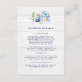 Rustikale Wasserfarben Hydrangea Hochzeit Details Begleitkarte (Vorderseite)