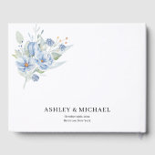 rustikale Wasserfarben-Illustration blaue Blumenbo Gästebuch (Rückseite)