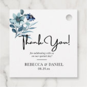 rustikale Wasserfarben-Illustration blaues Blumenb Geschenkanhänger (Rückseite)