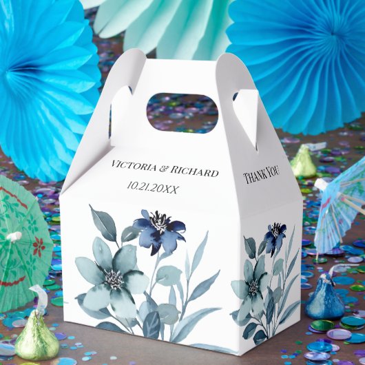 Rustikale Wasserfarben-Illustration Blaues Blumenb Geschenkschachtel (Party)