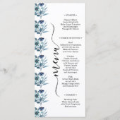 Rustikale Wasserfarben-Illustration Blaues Blumenb Menükarte (Vorderseite)