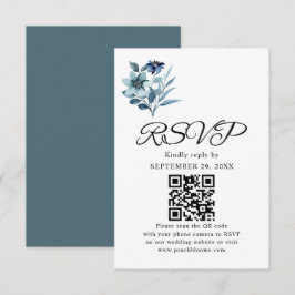 rustikale Wasserfarben-Illustration blaues Blumenb RSVP Karte