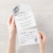 rustikale Wasserfarben-Illustration Blumenarrangem All In One Einladung (Abreißen)