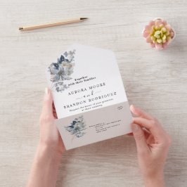 rustikale Wasserfarben-Illustration Blumenarrangem All In One Einladung