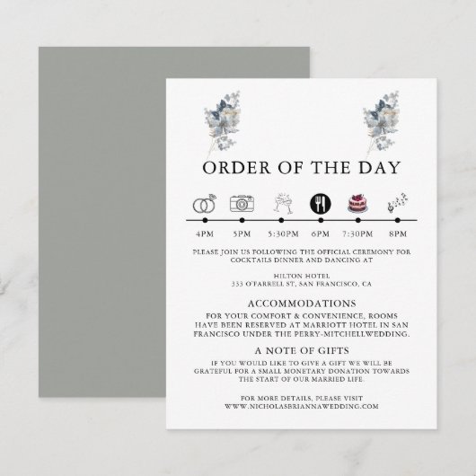 rustikale Wasserfarben-Illustration Blumenarrangem Begleitkarte (Vorne/Hinten)