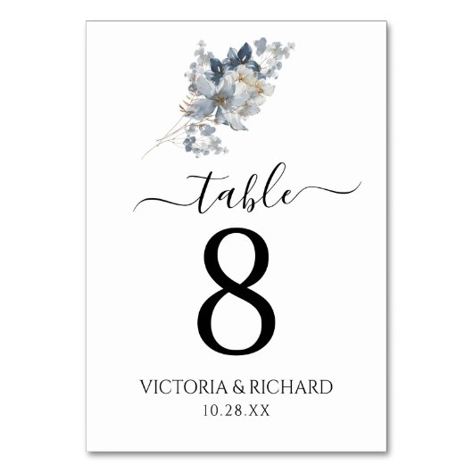 Rustikale Wasserfarben-Illustration Blumenarrangem Tischnummer (Vorderseite)