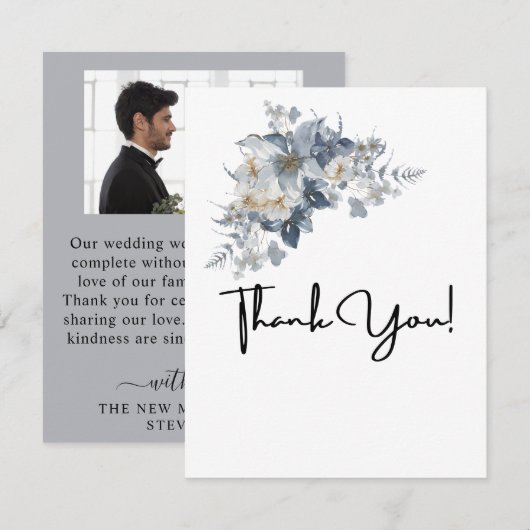 rustikale Wasserfarben-Illustration einer Blume  Dankeskarte (Vorne/Hinten)