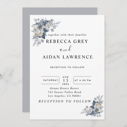 rustikale Wasserfarben-Illustration einer Blume Einladung (Vorne/Hinten)