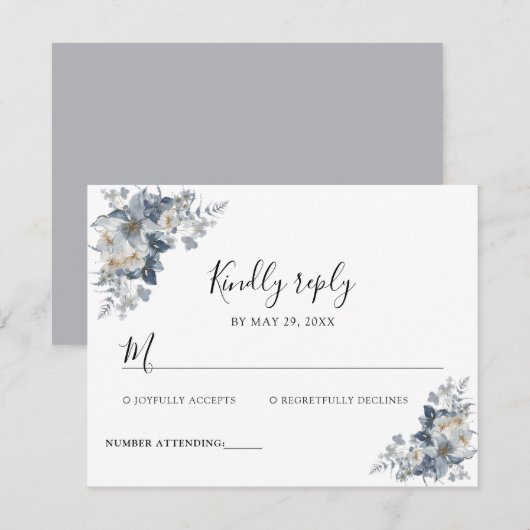 rustikale Wasserfarben-Illustration einer Blume RSVP Karte (Vorne/Hinten)
