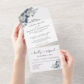 rustikale Wasserfarben-Illustration einer floralen All In One Einladung (Abreißen)